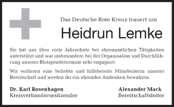 Traueranzeige von Heidrun Lemke von Haller Tagblatt