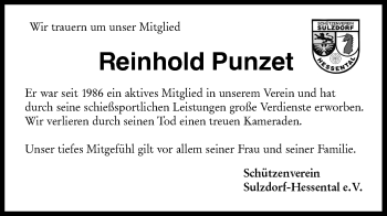 Traueranzeige von Reinhold Punzet von Haller Tagblatt