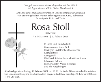 Traueranzeige von Rosa Stoll von Alb-Bote/Metzinger-Uracher Volksblatt