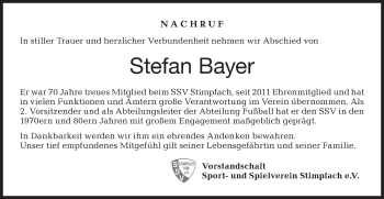 Traueranzeige von Stefan Bayer von Hohenloher Tagblatt