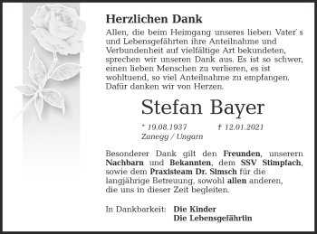 Traueranzeige von Stefan Bayer von Hohenloher Tagblatt