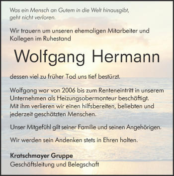 Traueranzeige von Wolfgang Hermann von Haller Tagblatt