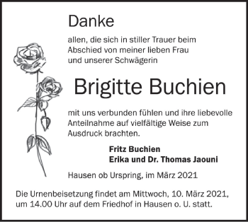 Traueranzeige von Brigitte Buchien von Ehinger Tagblatt