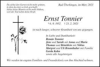 Traueranzeige von Ernst Tonnier von Geislinger Zeitung