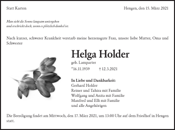 Traueranzeige von Helga Holder von Alb-Bote/Metzinger-Uracher Volksblatt