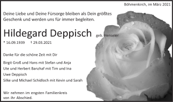 Traueranzeige von Hildegard Deppisch von Geislinger Zeitung