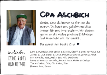 Traueranzeige von Opa Aschbich von Haller Tagblatt