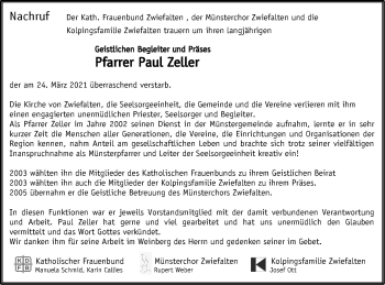 Traueranzeige von Paul Zeller von Alb-Bote/Metzinger-Uracher Volksblatt