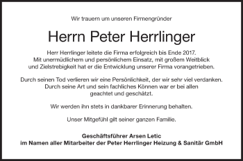 Traueranzeige von Peter Herrlinger von NWZ Neue Württembergische Zeitung/Geislinger Zeitung