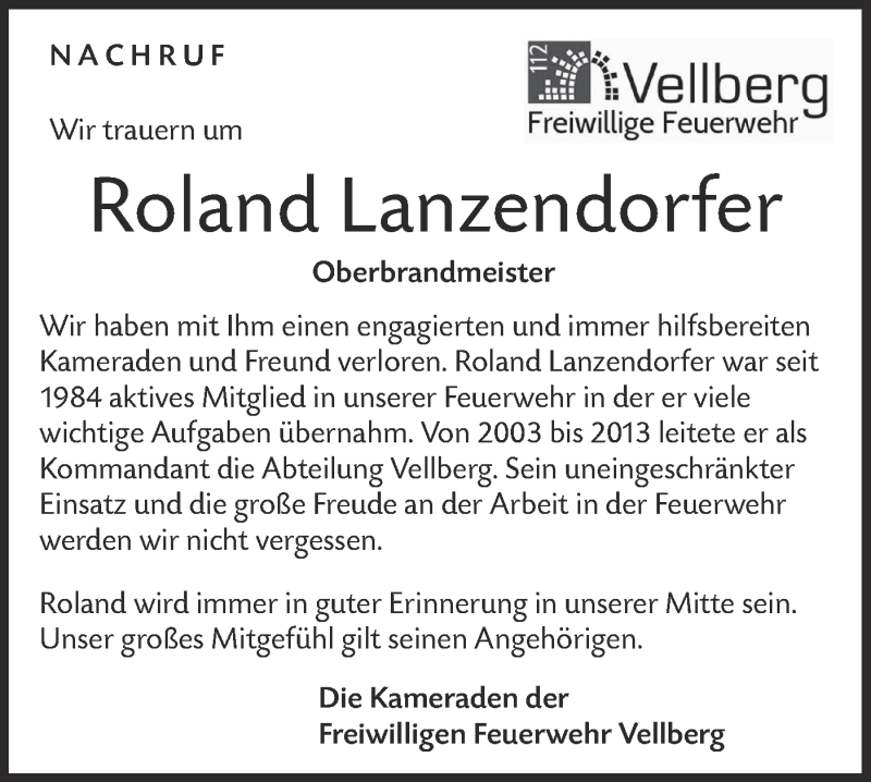  Traueranzeige für Roland Lanzendorfer vom 24.03.2021 aus Südwest Presse Trauer