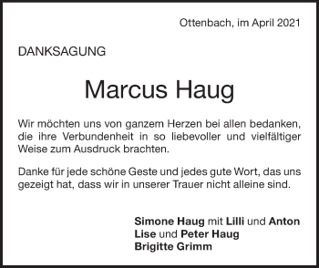 Traueranzeige von Marcus Haug von NWZ Neue Württembergische Zeitung