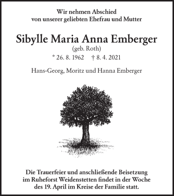 Traueranzeige von Sibylle Maria Anna Emberger von Geislinger Zeitung