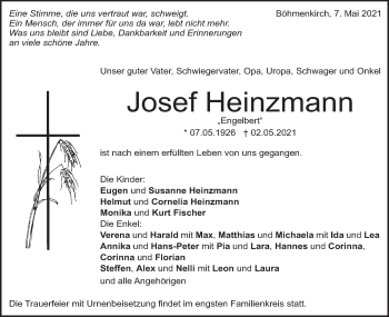 Traueranzeige von Josef Heinzmann von Geislinger Zeitung