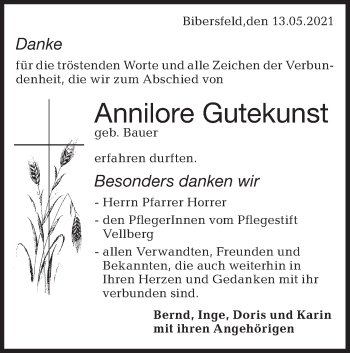 Traueranzeige von Annilore Gutekunst von Haller Tagblatt