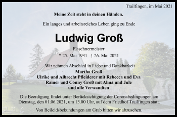 Traueranzeige von Ludwig Groß von Alb-Bote/Metzinger-Uracher Volksblatt