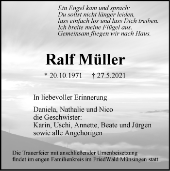 Traueranzeige von Ralf Müller von Geislinger Zeitung