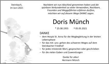 Traueranzeige von Doris Münch von Haller Tagblatt