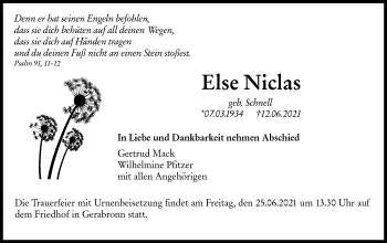 Traueranzeige von Else Niclas von Hohenloher Tagblatt