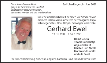 Traueranzeige von Gerhard Ewel von Geislinger Zeitung