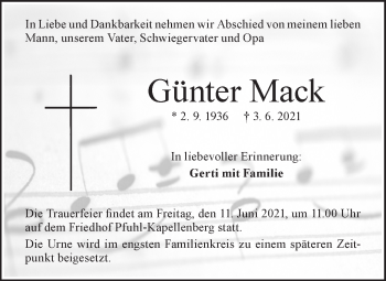 Traueranzeige von Günter Mack von SÜDWEST PRESSE Ausgabe Ulm/Neu-Ulm