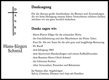 Traueranzeige von Hans-Jürgen Schmid von Metzinger-Uracher Volksblatt