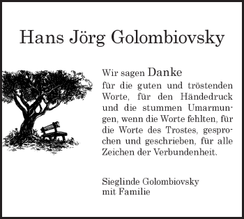 Traueranzeige von Hans Jörg Golombiovsky von Geislinger Zeitung