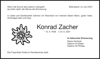 Traueranzeige von Konrad Zacher von NWZ Neue Württembergische Zeitung