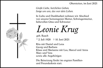 Traueranzeige von Leonie Krug von Alb-Bote/Metzinger-Uracher Volksblatt