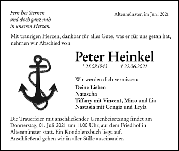 Traueranzeige von Peter Heinkel von Hohenloher Tagblatt