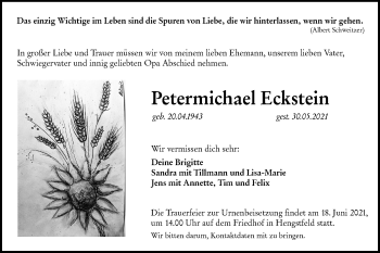 Traueranzeige von Petermichael Eckstein von Hohenloher Tagblatt