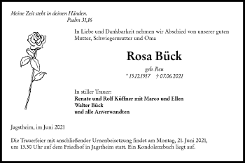 Traueranzeige von Rosa Bück von Hohenloher Tagblatt