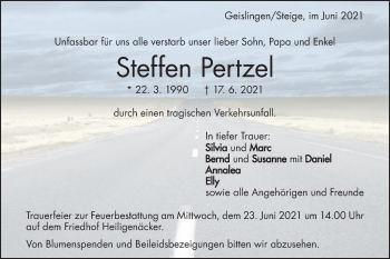 Traueranzeige von Steffen Pertzel von Geislinger Zeitung