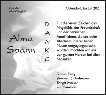 Traueranzeige von Alma Spann von Rundschau Gaildorf