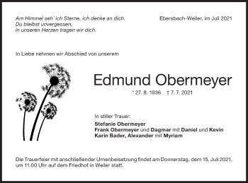 Traueranzeige von Edmund Obermeyer von NWZ Neue Württembergische Zeitung