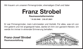 Traueranzeige von Franz Strobel von Metzinger-Uracher Volksblatt