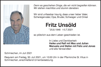 Traueranzeige von Fritz Unsöld von Ehinger Tagblatt