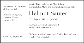 Traueranzeige von Helmut Sauter von SÜDWEST PRESSE Ausgabe Ulm/Neu-Ulm