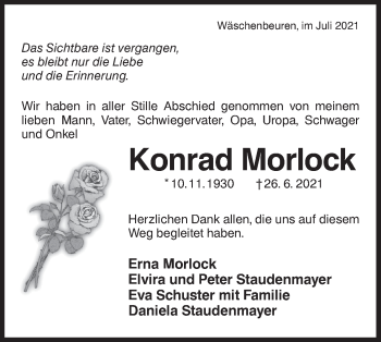 Traueranzeige von Konrad Morlock von NWZ Neue Württembergische Zeitung