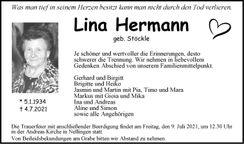 Traueranzeige von Lina Hermann von Geislinger Zeitung