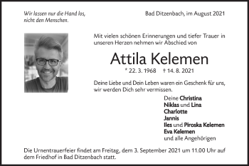 Traueranzeige von Attila Kelemen von Geislinger Zeitung