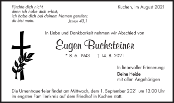 Traueranzeige von Eugen Buchsteiner von Geislinger Zeitung