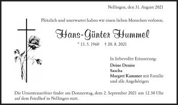 Traueranzeige von Hans-Günter Hummel von SÜDWEST PRESSE Ausgabe Ulm/Neu-Ulm