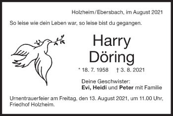 Traueranzeige von Harry Döring von NWZ Neue Württembergische Zeitung