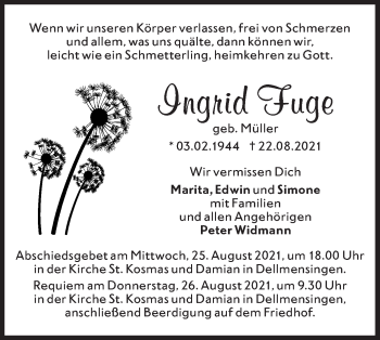 Traueranzeige von Ingrid Fuge von SÜDWEST PRESSE Ausgabe Ulm/Neu-Ulm