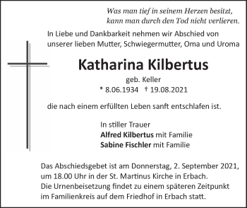 Traueranzeige von Katharina Kilbertus von SÜDWEST PRESSE Ausgabe Ulm/Neu-Ulm