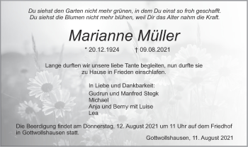 Traueranzeige von Marianne Müller von Haller Tagblatt