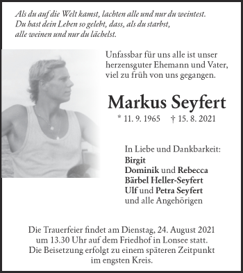 Traueranzeige von Markus Seyfert von Geislinger Zeitung