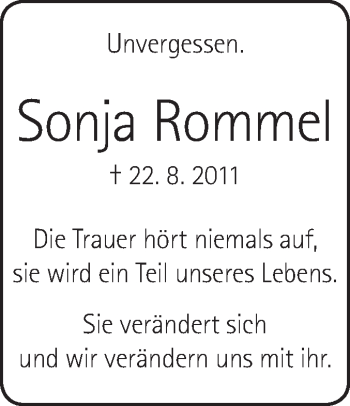 Traueranzeige von Sonja Rommel von Geislinger Zeitung