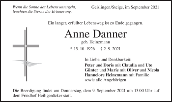 Traueranzeige von Anne Danner von Geislinger Zeitung