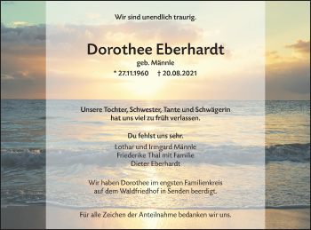 Traueranzeige von Dorothee Eberhardt von SÜDWEST PRESSE Ausgabe Ulm/Neu-Ulm